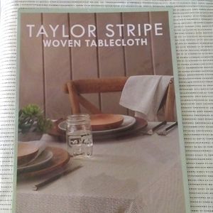 Taylor Stripe woven tablecloth charcoal